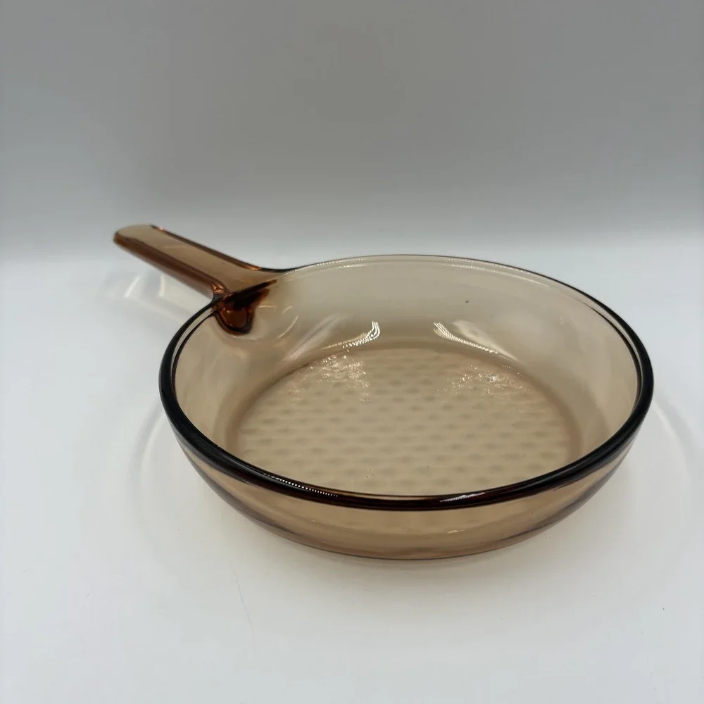 Visions Brown Glass Frying Pan 7 In Skillet Long Handle Corning France Cookware